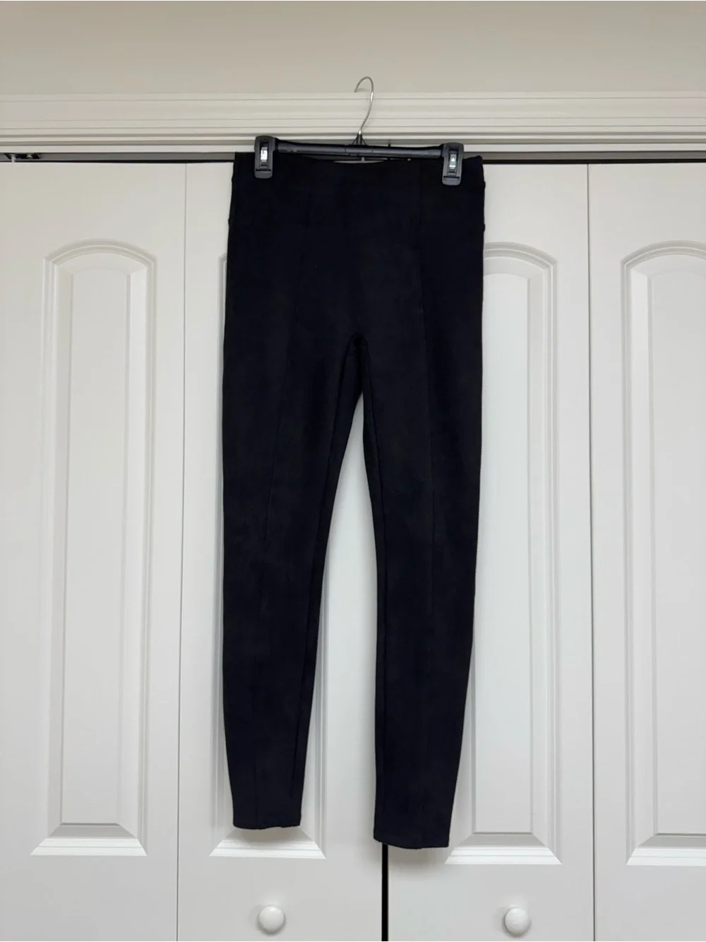 SPANX Black Faux Suede High-Rise Leggings